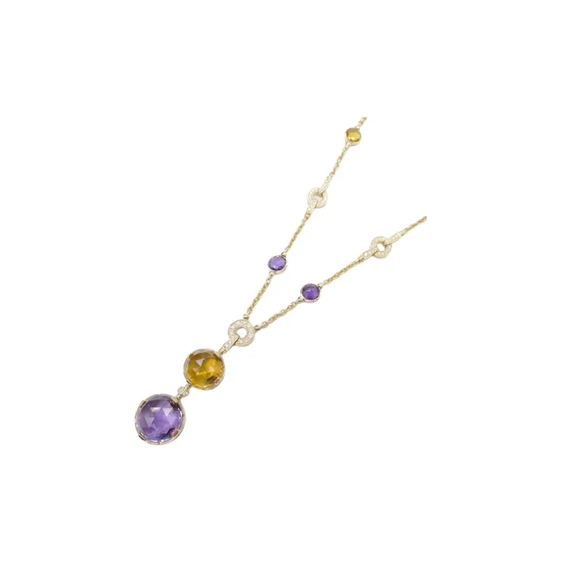 BVLGARI 2010s 18kt Rose Gold Parentesi Diamond Cocktail Necklace-2