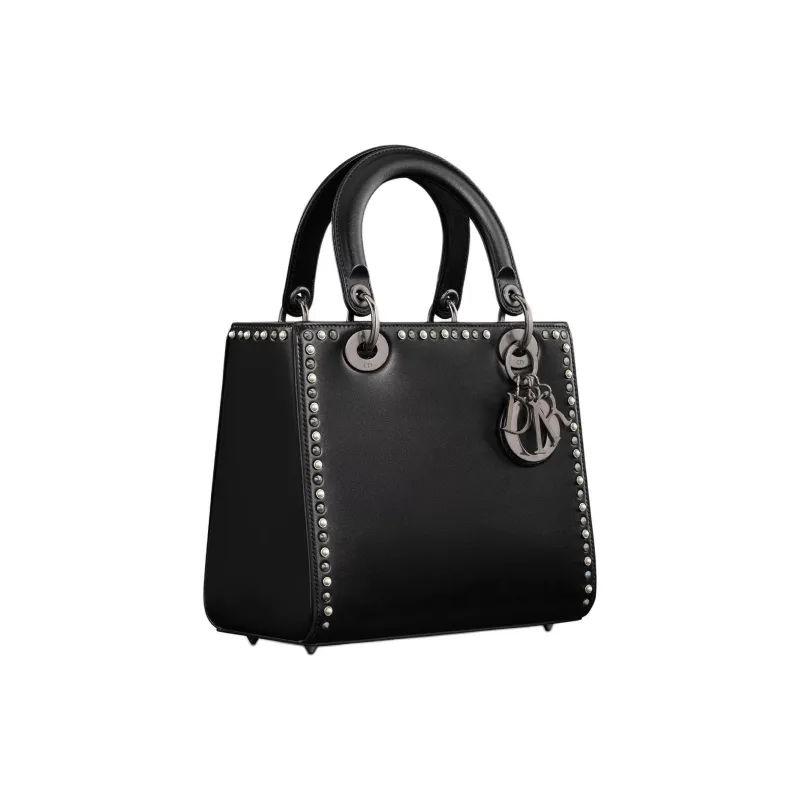 DIOR Lady Dior Calfskin Tote Bag Shopping Bag Shoulder Bag Crossbody Bag Handbag Medium Size Women's Black-2