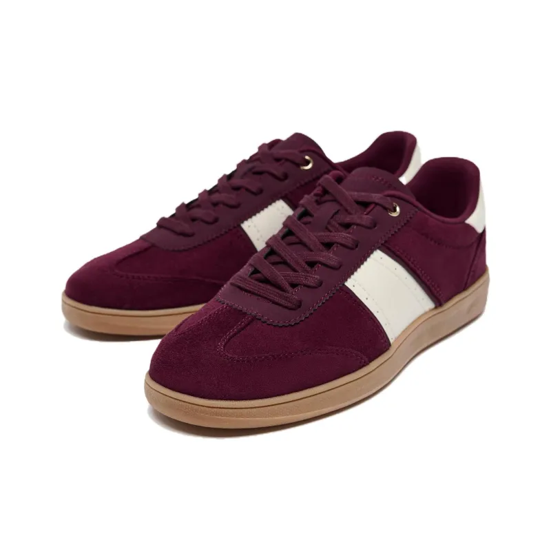 ZARA Low Top Skateboard Shoes Women's Dark Red Color-1