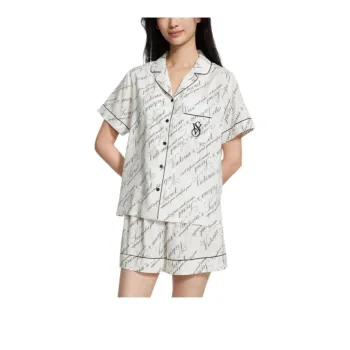 Victoria's Secret Pajama Set Women's Black Logo Print