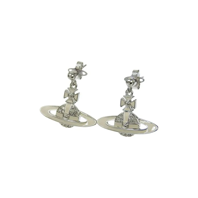 Vivienne Westwood Brass, Enamel Earrings Women's White-1