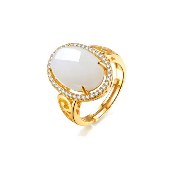 Oriental Jade Hetian Jade Rings White Jade Women's