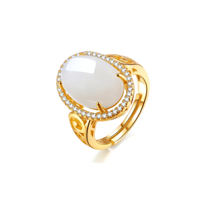 Oriental Jade Hetian Jade Rings White Jade Women's-0