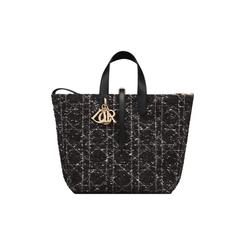 DIOR Toujours Cotton Tote Bag Shopping Bag Crossbody One Shoulder Handbags Medium Size Women's Black-0