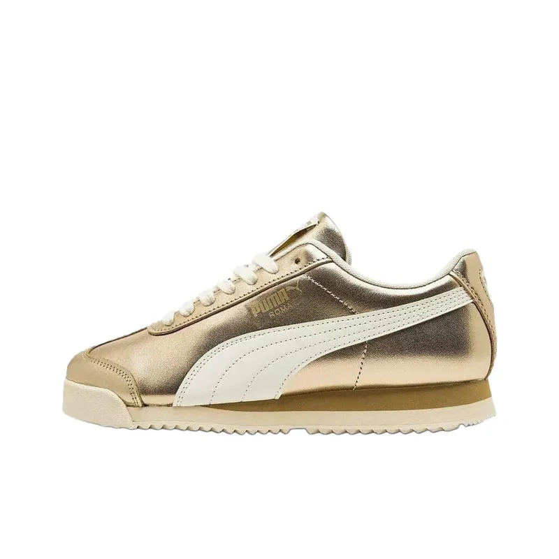 PUMA Roma Anti Slip Wear Resistant Low Top Casual Shoes Women's Gold-0
