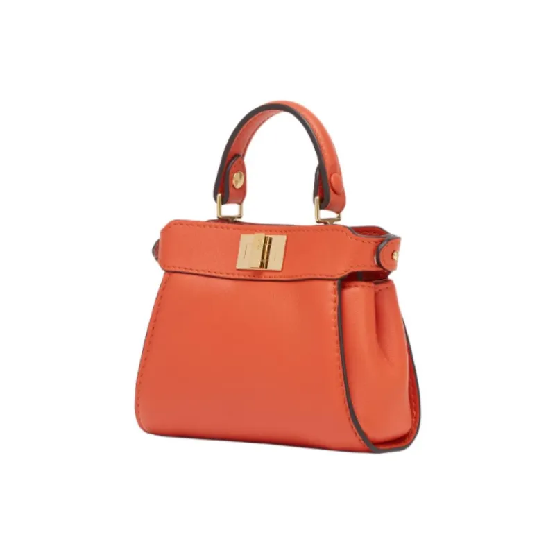 FENDI Peekaboo Nappa Leather One Shoulder Handbags Women's Orange-1
