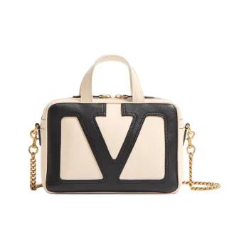 Valentino Sheepskin One Shoulder Handbags Women's Butter White & Black