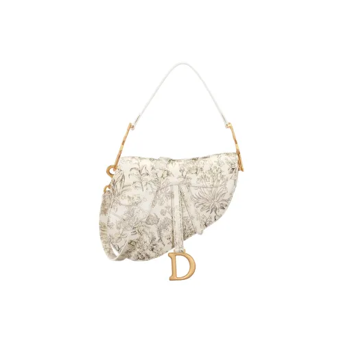 DIOR Saddle Calfskin Saddle Bag, Shoulder Bag, Crossbody Bag, Handbag Women's Ecru