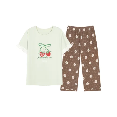 XIAFENYAN Pajama Set Women's Fruit Green
