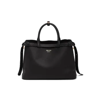 PRADA Leather Handbag Medium Size Women's Black