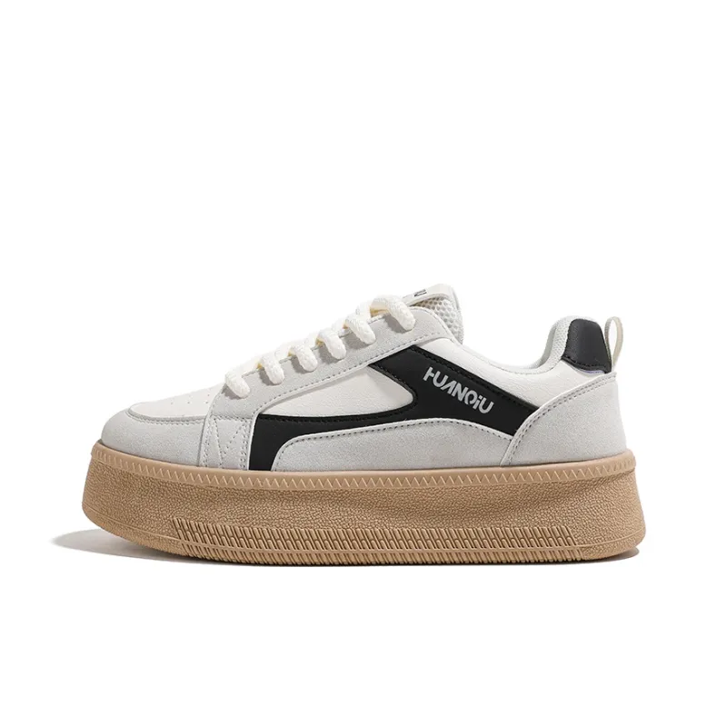 HUANQIU Wrapping, Wear Resistant And Non Slip Low Top Skateboard Shoes Women's Beige Black-0