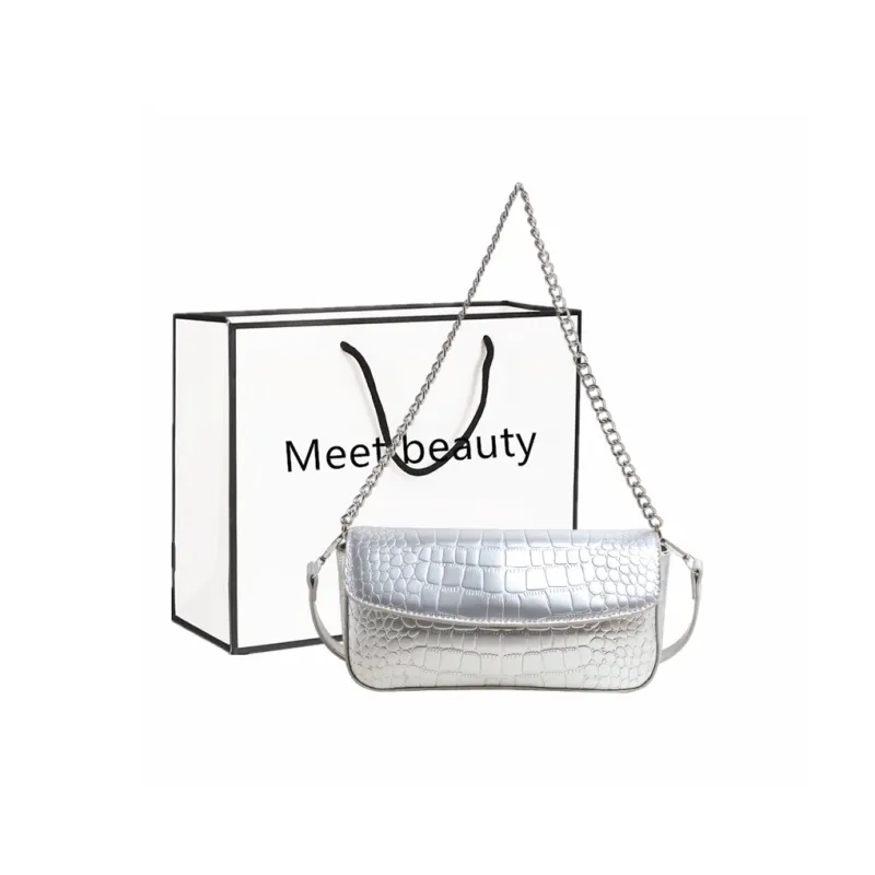 Fitchell PU Commute Small Square Shoulder Crossbody Bag Regular Women's Silver/Black/Khaki/White-0