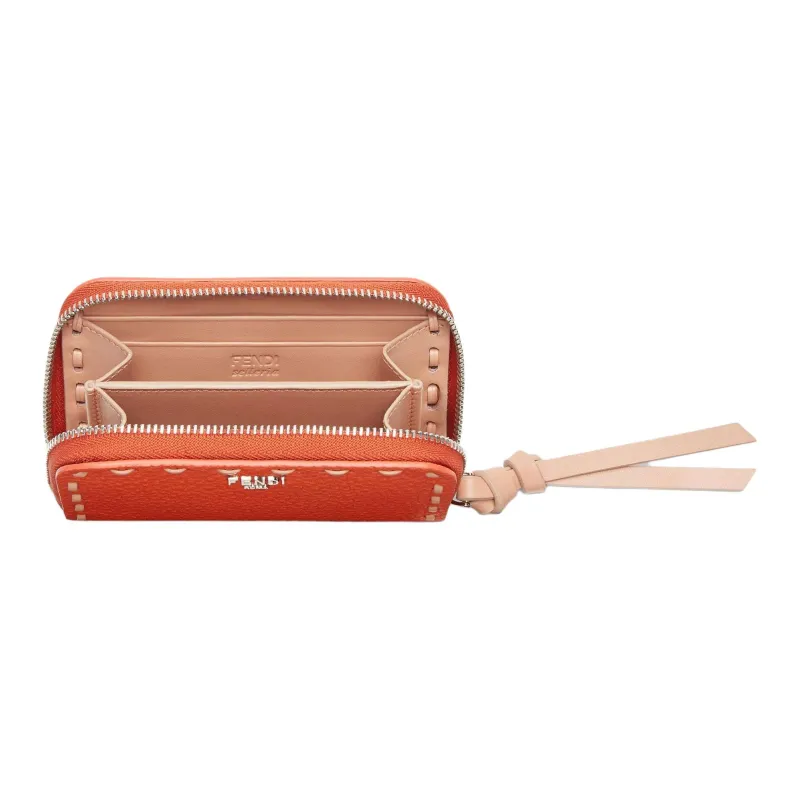 FENDI Peekaboo Leather Wallet Mini Women's Orange-2