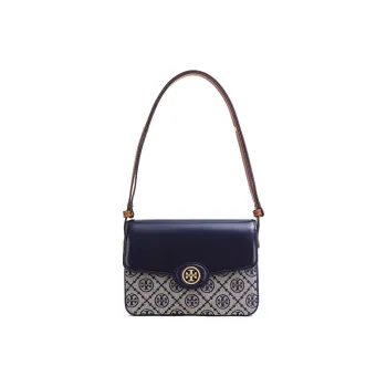 TORY BURCH Robinson Jacquard With Leather Messenger Bag Handbag Shoulder Bag Regular Women's Marine Blue