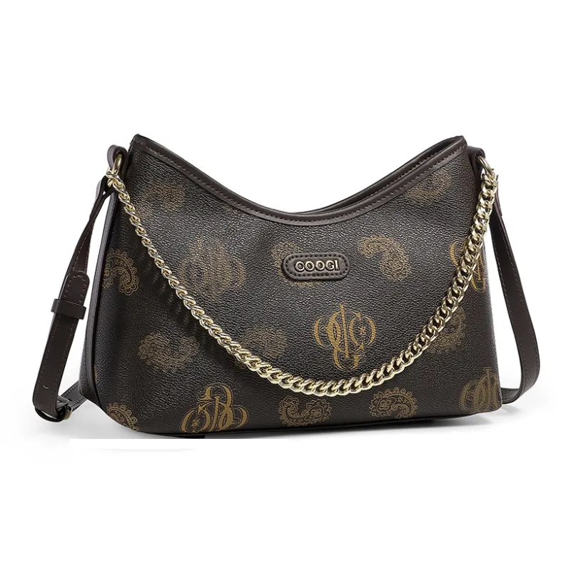 COOGI Synthetic Leather Shoulder Bag, Crossbody Bag Women's Brown/Khaki-1