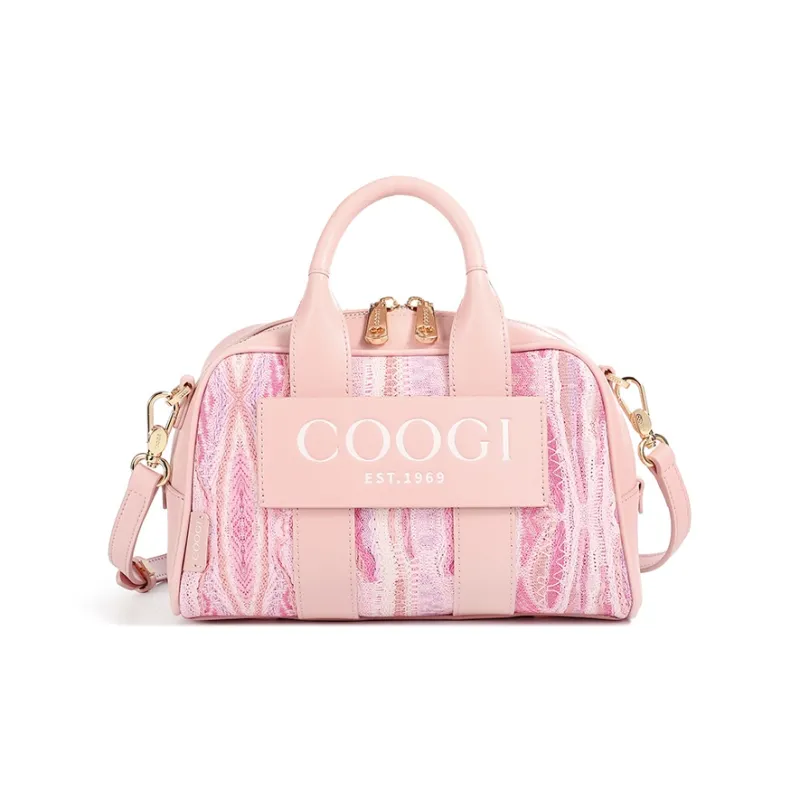COOGI Synthetic Leather, Split Cow Leather Shoulder Bag, Crossbody Bag, Handbag Regular Women's Ecru/Pink-8