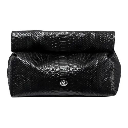MICHAEL KORS Leather Lunch Box Clutch Medium Size Women's Black