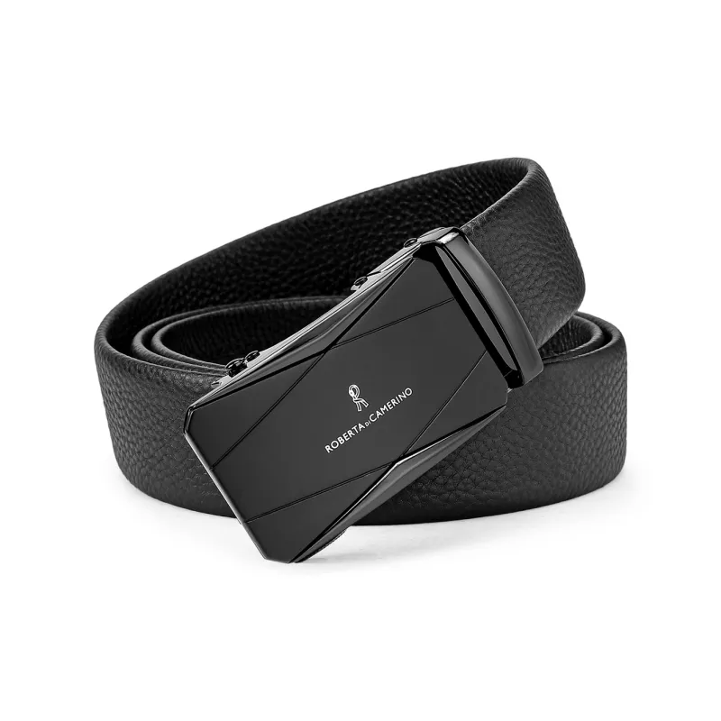 ROBERTA DI CAMERINO Top Grain Cow Leather Belts Men's Black 3.5CM-5