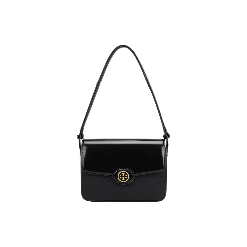 TORY BURCH T Monogram Robinson Spazzolato Convertible Shoulder Bag Black-0