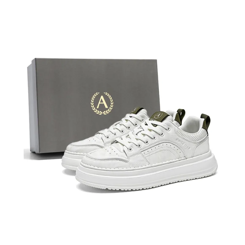 AOKANG Air Force One Series Skateboard Shoes Men Low Top Beige Yellow, White Green-7