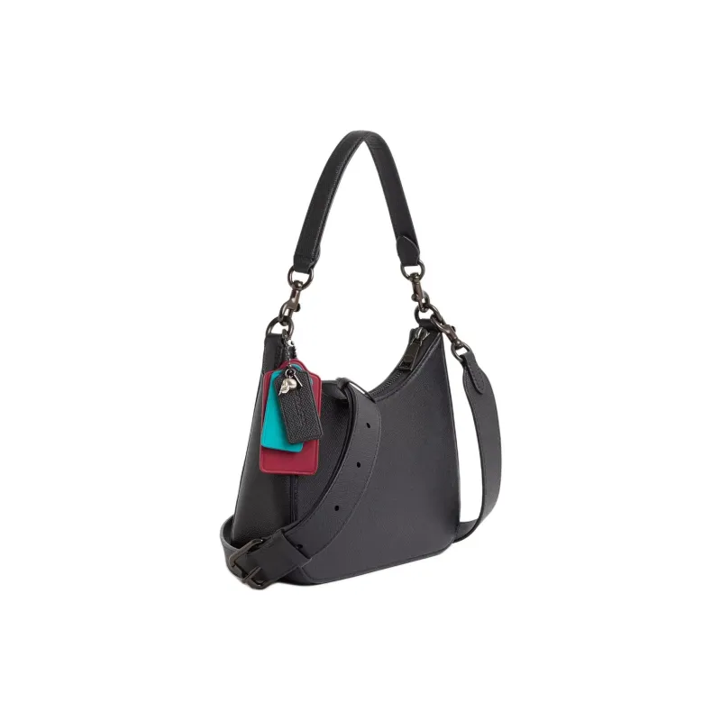 COACH Hobo Cross Grain Leather Hobo Bag Shoulder Bag Small Size Women's Black-1