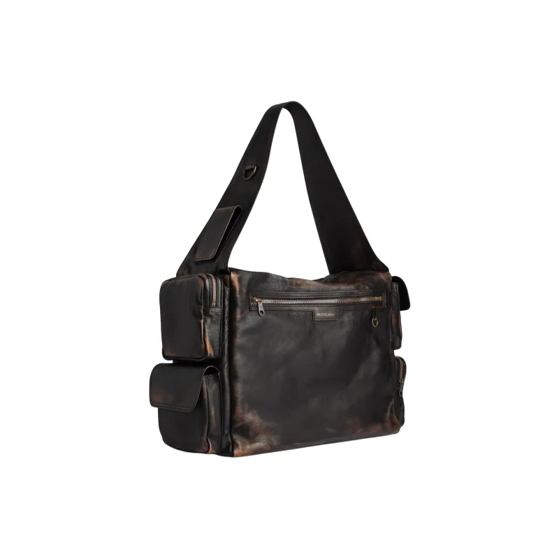 Balenciaga Calfskin Shoulder Bag Men's Brown-2
