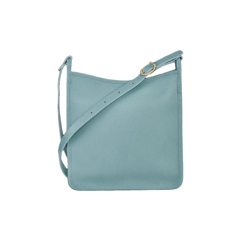 LONGCHAMP Le Foulonné Cow Leather Shoulder Bag Large Size Women's Light Blue-2