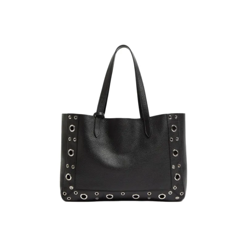 Valentino Cow Leather Handbag Medium Size Unisex Black-3