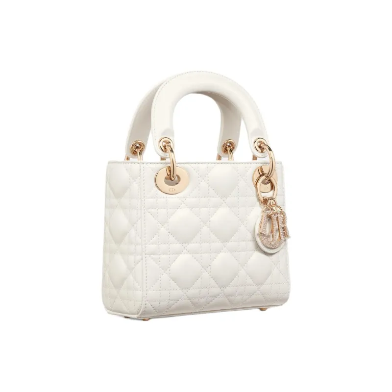 DIOR Lady Dior Sheepskin Shoulder Bag, Crossbody Bag, Handbag Small Size Women's Milk White-1