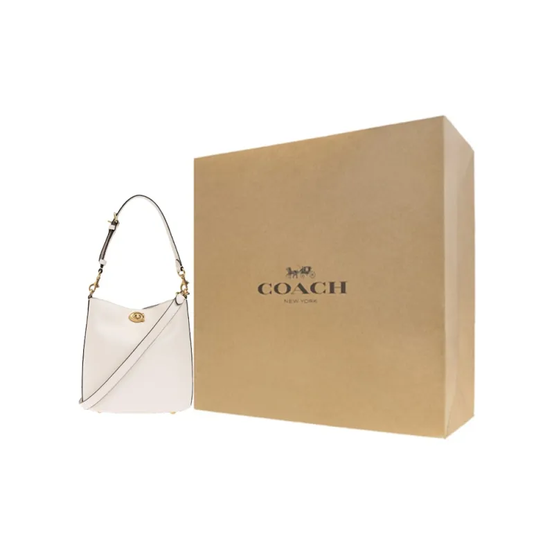 COACH Willow Leather Bucket Bag, Crossbody, One Shoulder Handbag Trumpets Women's Cream-5