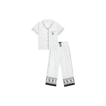 Victoria's Secret Pajama Set Women's White Polka Dot