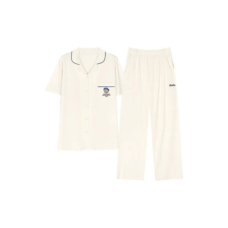 XIAFENYAN Pajama Set Women's Beige Yellow-0