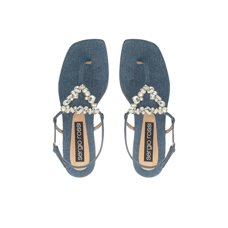 SERGIO ROSSI Godiva One Strap Sandals Women's Blue-3