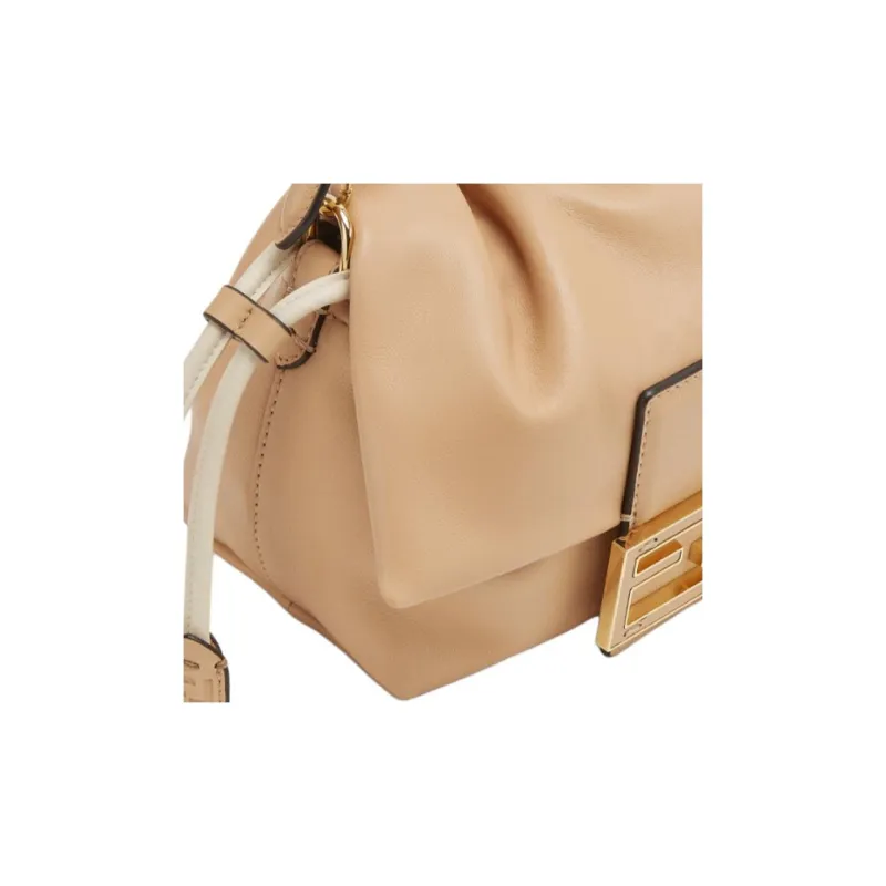 FENDI Baguette Leather One Shoulder Handbags Small Size Women's Pink-4