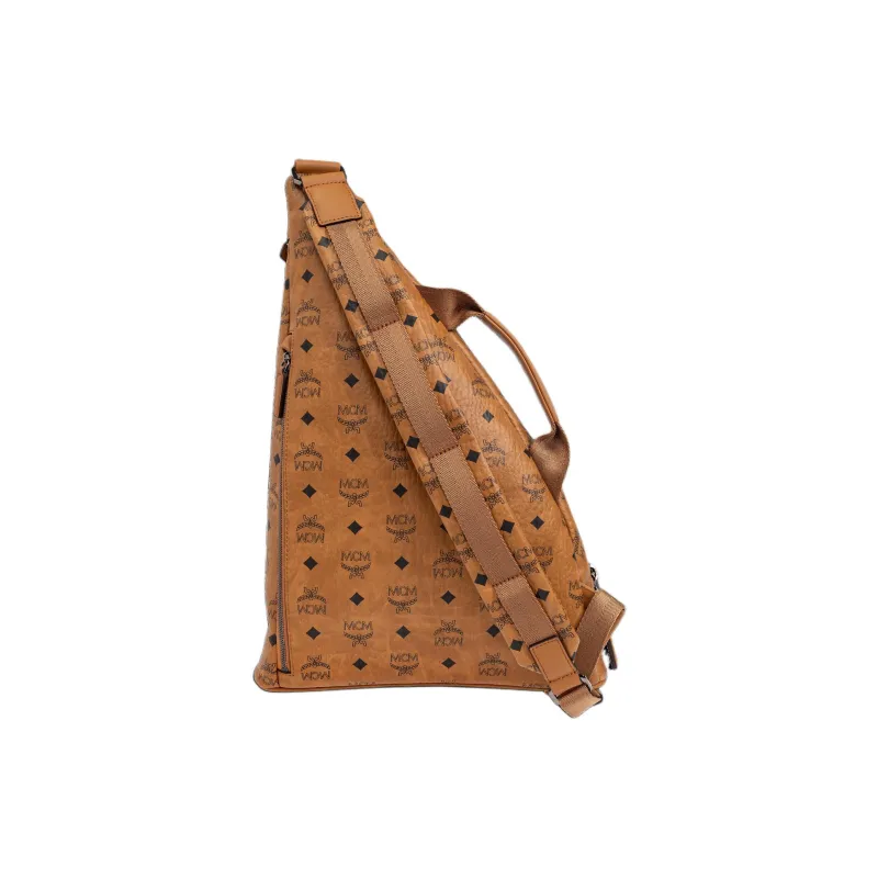 MCM ArenVisetos Canvas Shoulder Bag, Crossbody Bag, Sling Bag Medium Size Women's Cognac-2