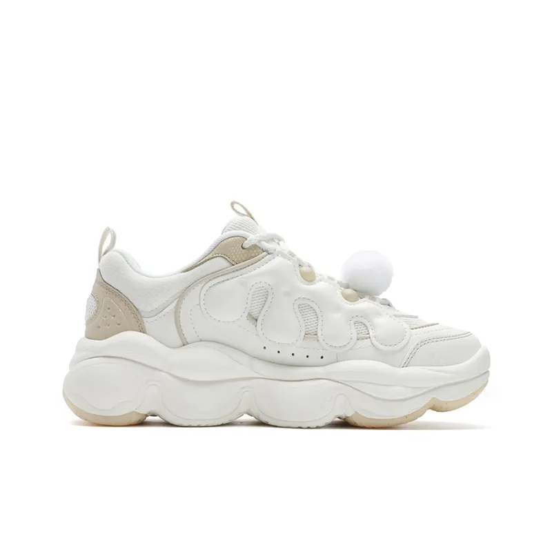 FILA Fashion Cushioning Wear-Resistant Low-Top Chunky Sneakers Women's Milk White-1