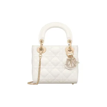 DIOR Lady Dior Sheepskin Shoulder Bag, Crossbody Bag, Handbag Small Size Women's Milk White