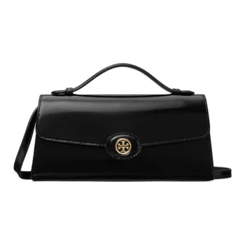 TORY BURCH Robinson Spazzolato Top Handle Chain Wallet Black