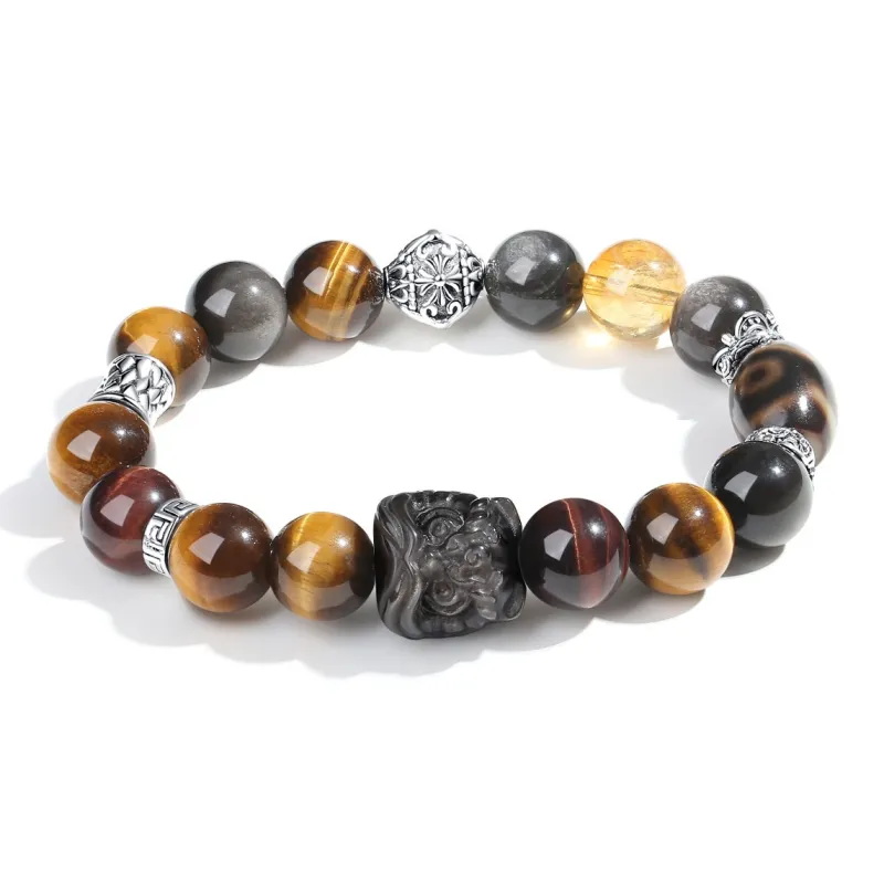 PUTUOSHANWENCHUANG Tiger's Eye Stone Jade Bracelets Unisex-5