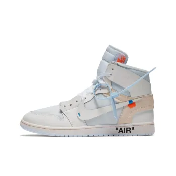 OFF-WHITE x Jordan Air Jordan 1 Anti-Slip Wear-Resistant High-Top Vintage Basketball Shoes Unisex White
