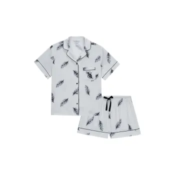 Victoria's Secret Pajama Set Women's Light Gray Feather