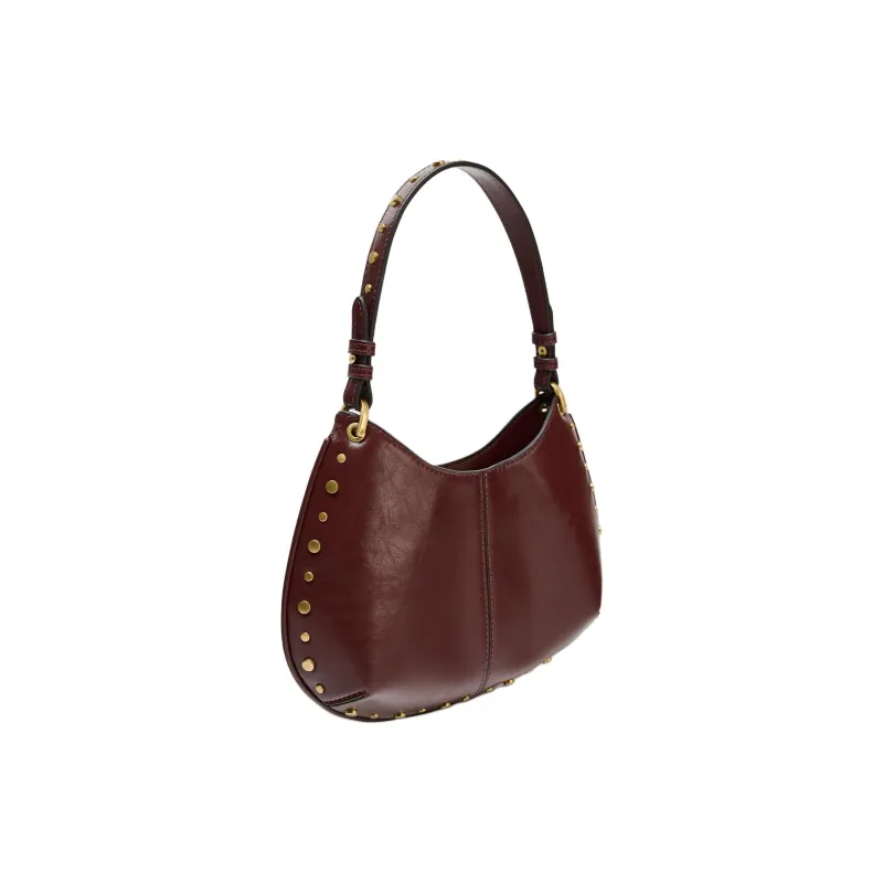 ZARA Polyurethane Handbag, Shoulder Bag Small Size Women's Dark Red Color-1