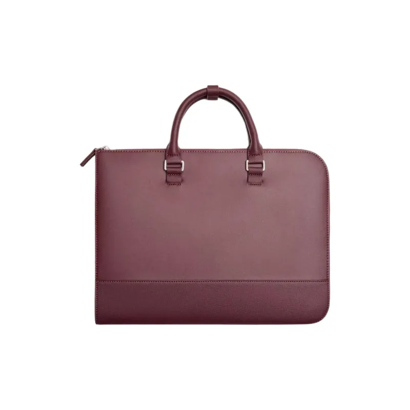 ZARA PU Handbag Briefcase Men's Crimson/Blue/Black-0