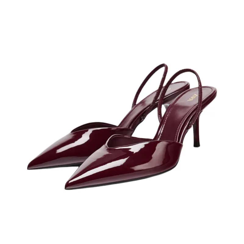 ZARA Slim Heel High Heels 8cm Women's Bright Red-1