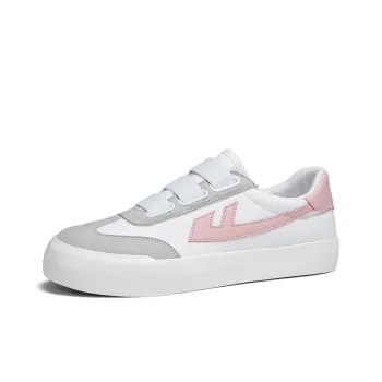 Warrior Coverage Anti Slip And Wear Resistant Lightweight Low Top Skateboard Shoes Women's White Light Pink Red