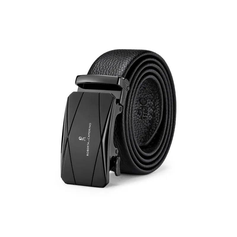 ROBERTA DI CAMERINO Top Grain Cow Leather Belts Men's Black 3.5CM-0