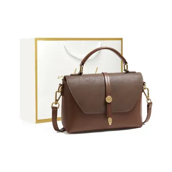 Narandu Cow Leather Patchwork Synthetic Leather Handbag Small Size Women's Coffee