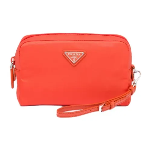 PRADA Recycled Polyamide Toiletry Bag Women's Orange