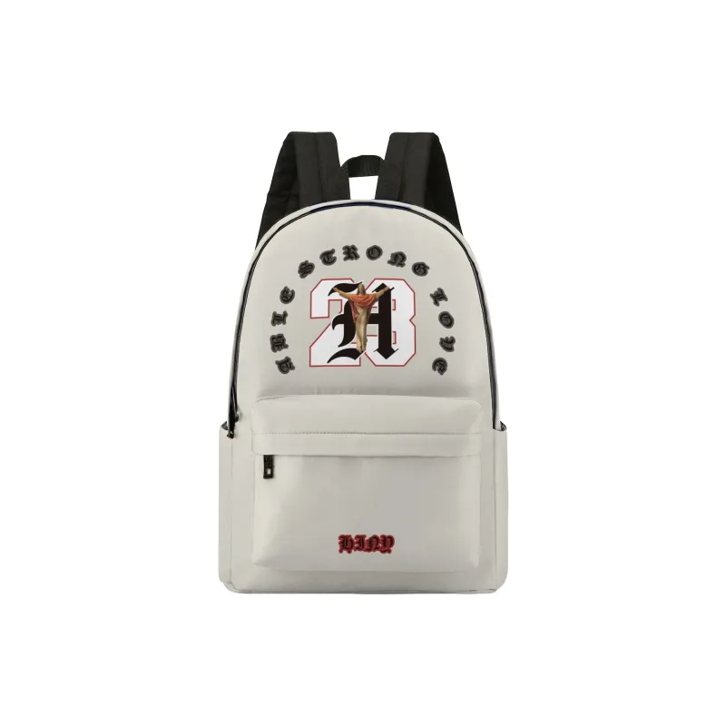HINY Polyester Students Backpack Unisex White-0