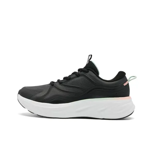 QIAODAN Cushioning, Slip Resistant, Lightweight Low Top Long Distance Running Shoes Women's Black White